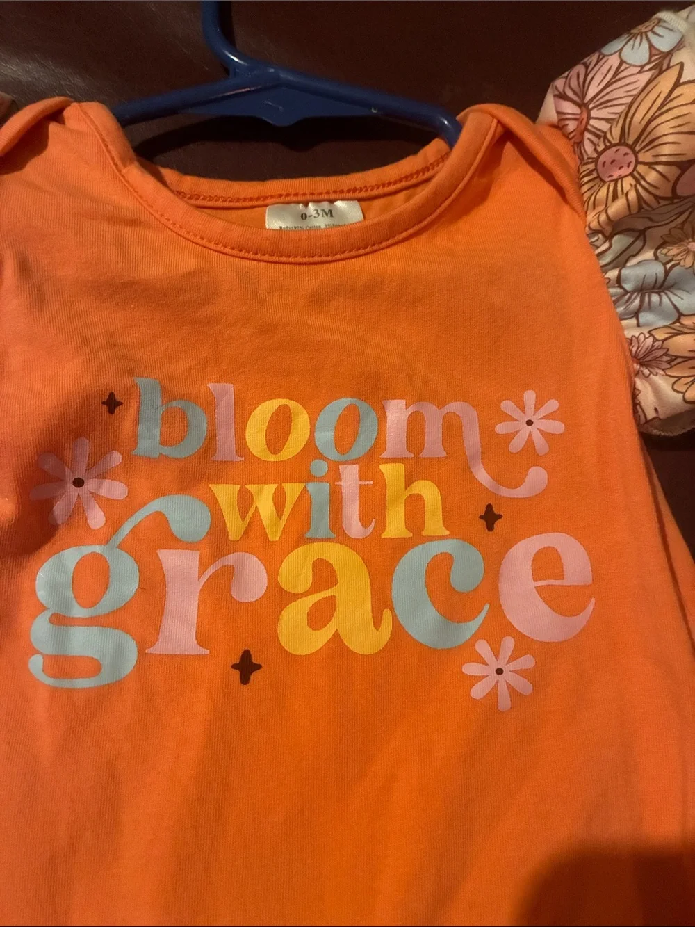 Bloom With Grace Orange Floral Ruffle Footie - Kids One-Piece